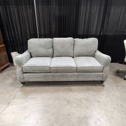 Soft Grey Microfiber Couch with Rolled Arms