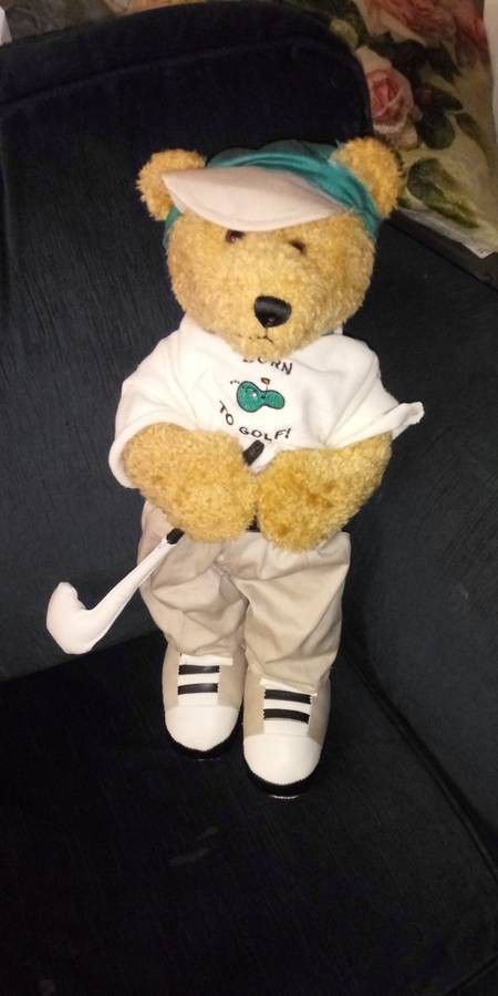 16 inch Plush Teddy Bear Collectible Stuffed Animal Born To Golf 