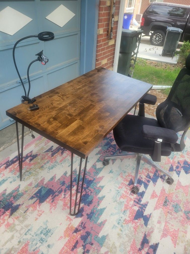 Solid wood butcher block table/desk.