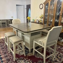 Counter Height Dining Table w/ Leaf and Chairs