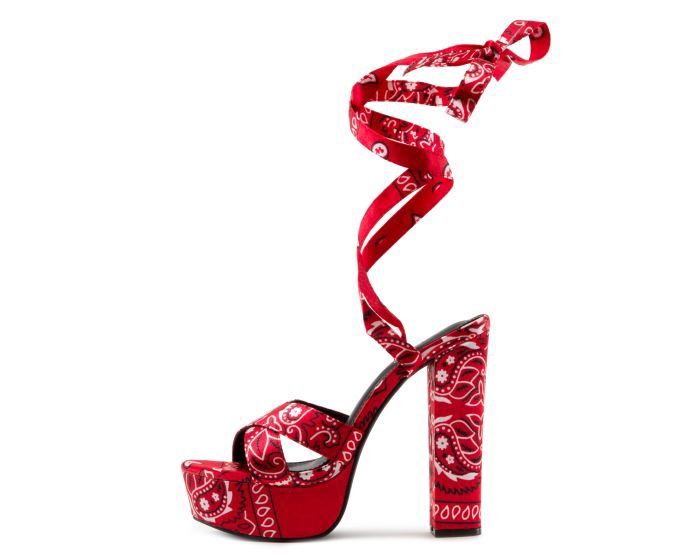 New Fuchsia Bandana Wrap Up Platform Heel