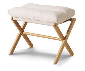 Ottoman Foot Rest- Bamboo Foldable Stool, Foot Stools Small Ottman with Upholstered & X Legs, Folding Stool for Makeup, Bedroom and Living Room (Large