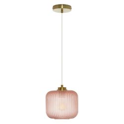 Jacobson Joss & Main 1 - Light Brushed Gold Shaded Pendant - Pink, 7.25x8x8 Inch