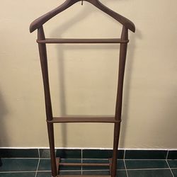 Vintage Mid-Century Modern Nevco Silent Valet Stand – Wood & Brass