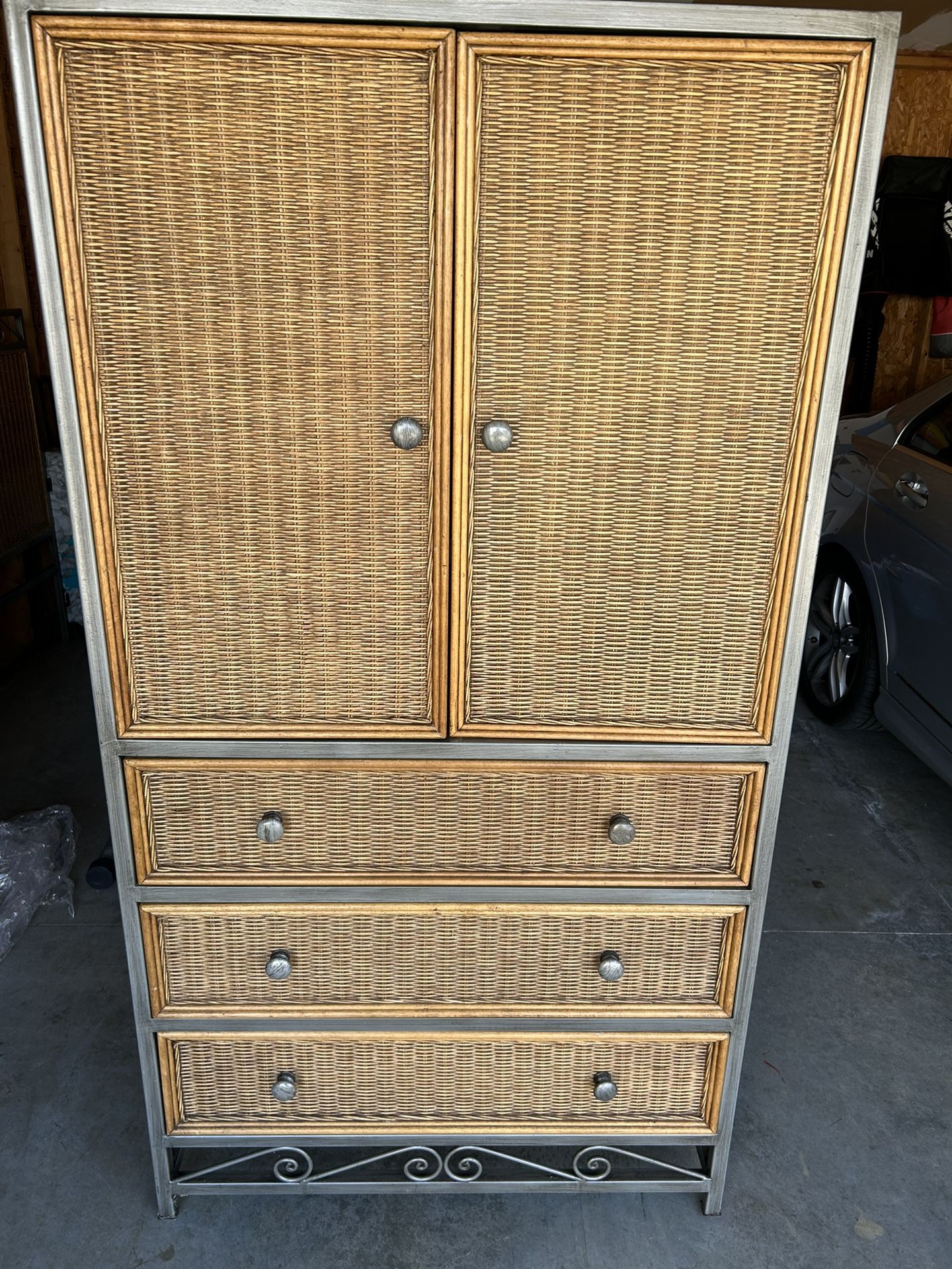 Real Rattan Armoire Matching King Headboard