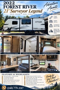 First line  2022 FOREST RIVER   21’ Surveyor Legend