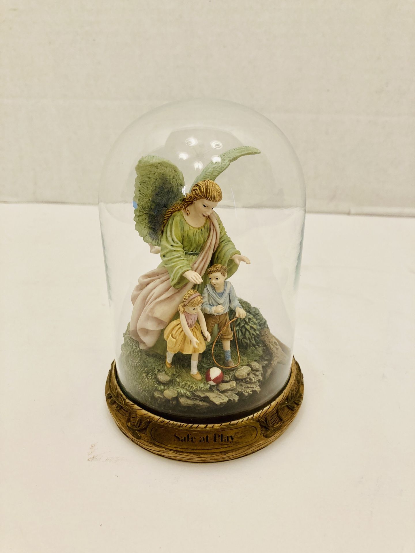 Vintage Limited Edition 1996 Bradford Exchange Someone Watching Over Me Collection Safe At Play Glass Dome Statue Figurine