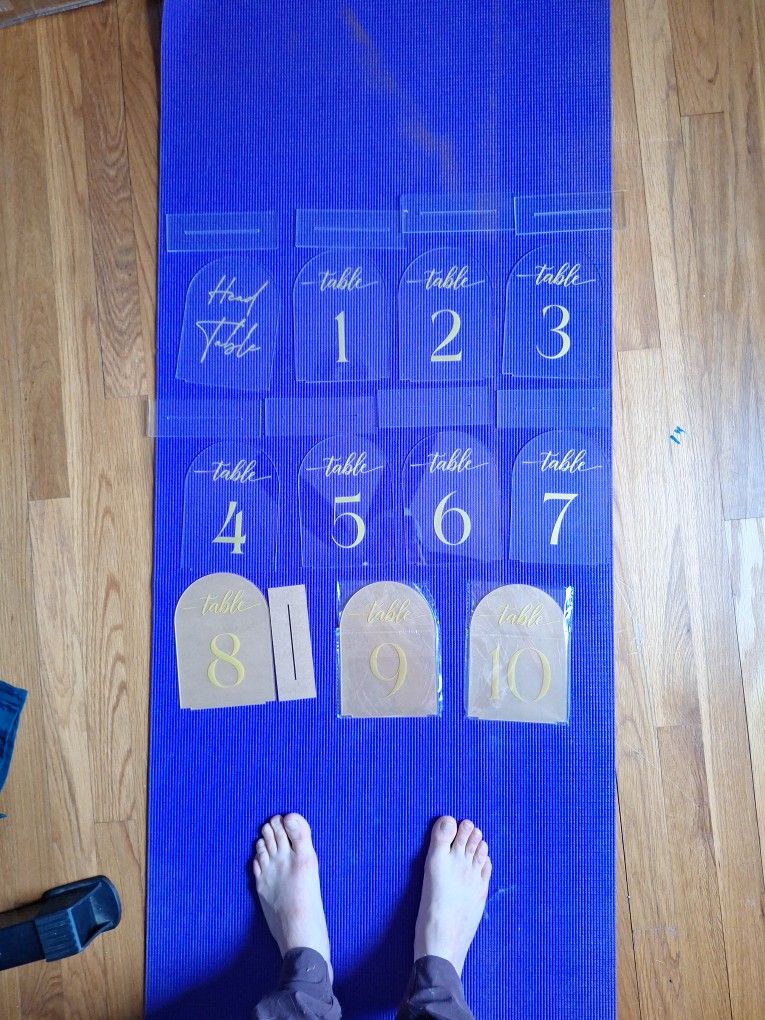 Clear With Gold Writing Table Numbers