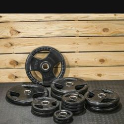 250lb Rubber Coated Olympic Weight Set 