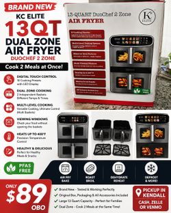 🔥 BRAND NEW KC ELITE 13QT DUOCHEF 2 ZONE AIR FRYER 🔥