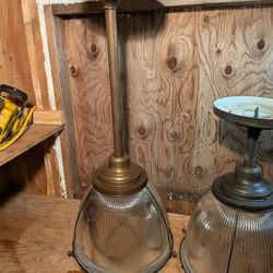 Industrial Glass Large 16" Diameter Holophane Style Light Fixture