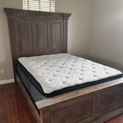 Queen Bed with Adjustable Frame and Dresser 