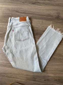 Levi's Premium 501 Light Blue Skinny Leg Jeans with Frayed Hem