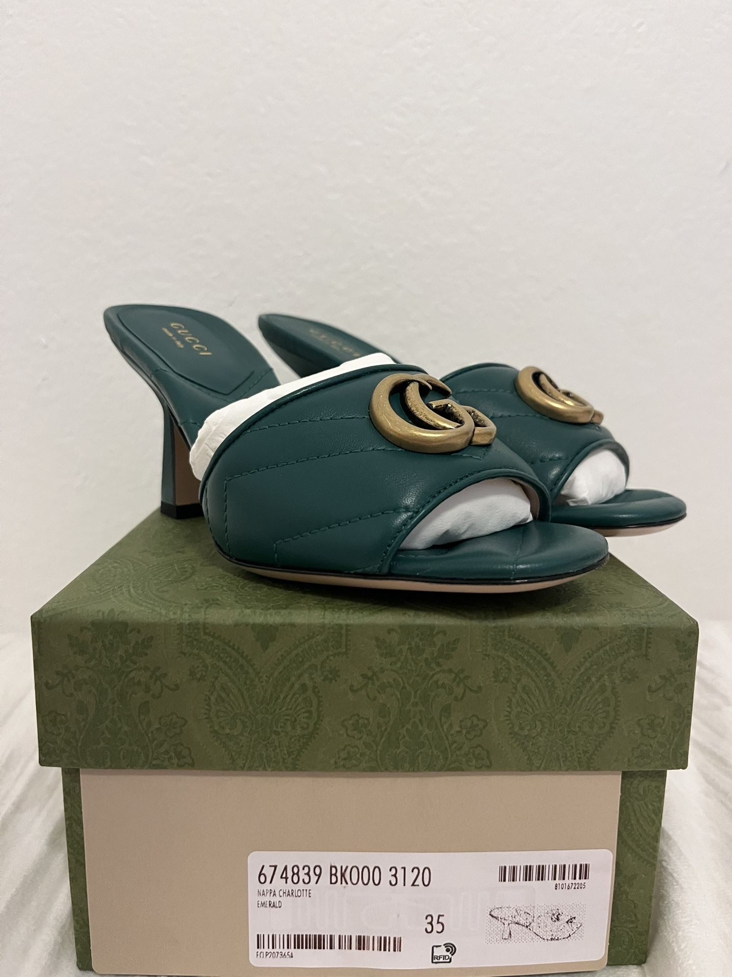 Green Gucci GG Heels Size 35 US 5
