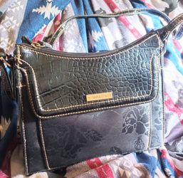 Liz Claiborne Black Croc Embossed Crossbody Purse