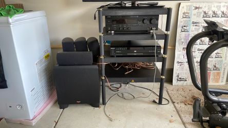 Stereo System - Yamaha Receiver - Sony 5 CD/DVD  Player -Klipsch Surround Sound Speakers - Stereo Rack