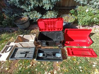 Various Tool Boxes Toolboxes Wheels Gray Red Black