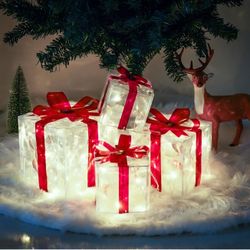 COVFEVER Christmas Lighted Gift Boxes SET OF 4