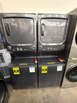 New open box GE 3.8 cu. ft. Washer 5.9 cu. ft. Gas Dryer Combo in Diamond Gray