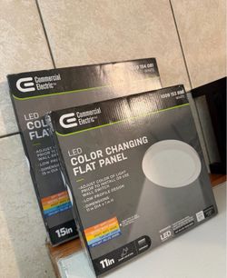 4 New Commercial Electric LED Flat Panel Lights (Three 11" & One 15")