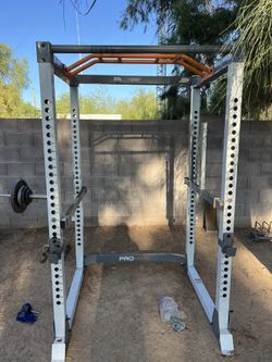 Fitness Gear Pro Fr600 Full Squat Rack & Sandinrayli  Bench With Weights & Plate Stands