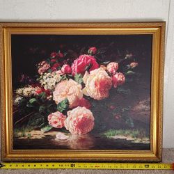 Canvas Wood Floral Painting