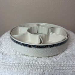 Hankook Korea Divided Serving Tray & 6 Insert Dishes Floral Rim Set 1028