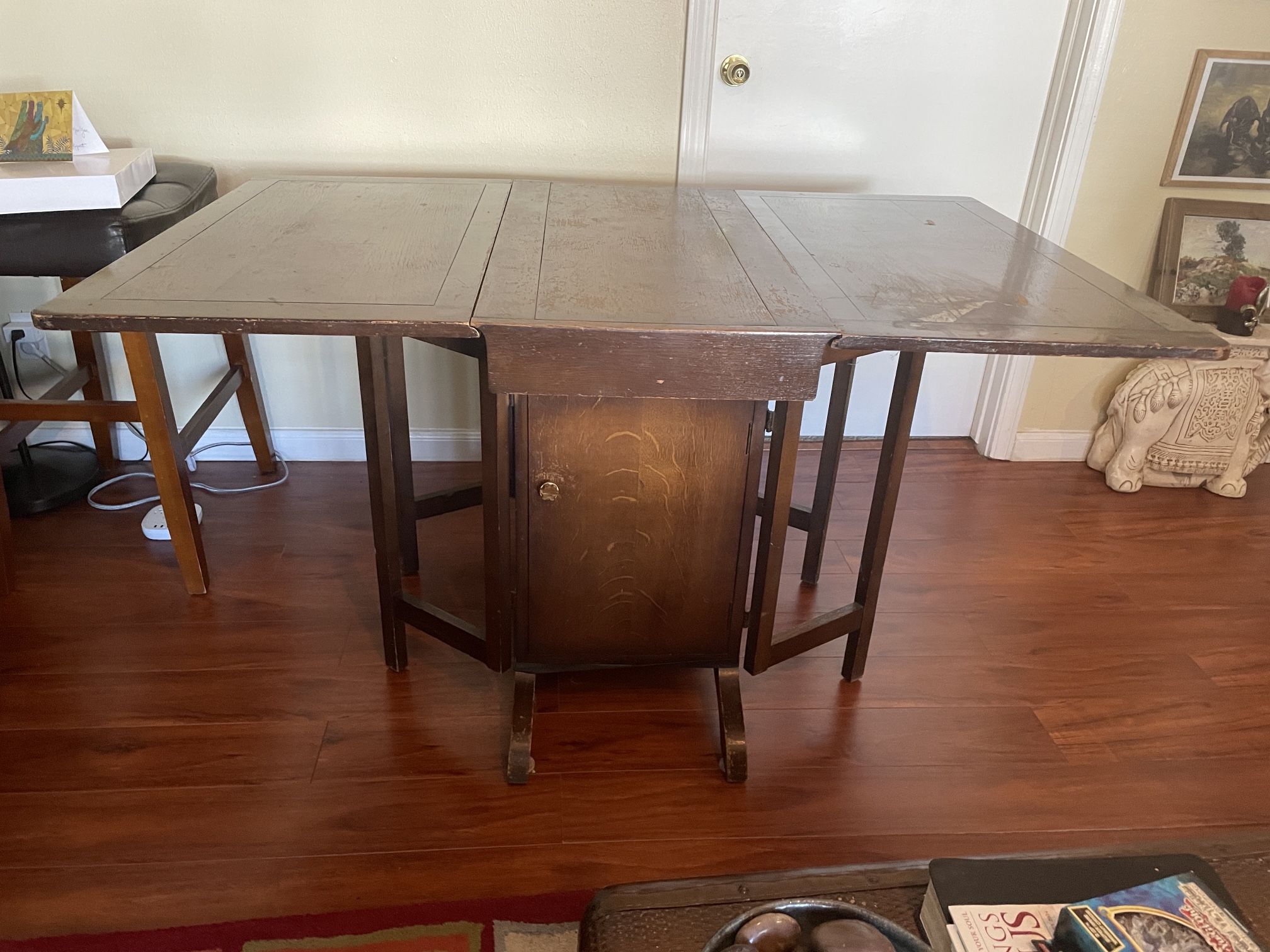 1940s Vintage Drop Leaf “Presto” Dining Table and Hidden Ironing Board