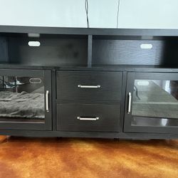 TV Stand Console w/Open Shelves and Storage Drawers