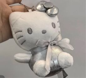 silver hello kitty plush keychain