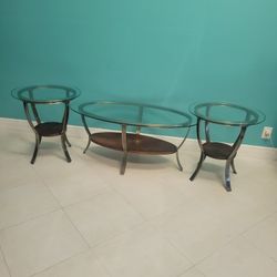 Glass Top Coffee Table and 2 end Tables