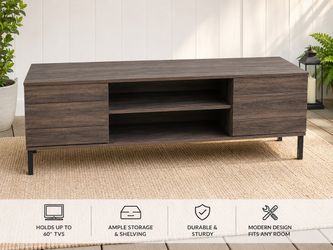 Dark walnut finish wooden TV stand