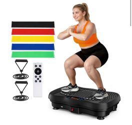 Vibration Plate Exercise Machine with Bluetooth, Massage Function, Resistance Bands and Ropes Plato Vibración con Bandas de Resistencia