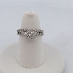 14k White Gold 1.45ct Diamond Ring set size 5.25 