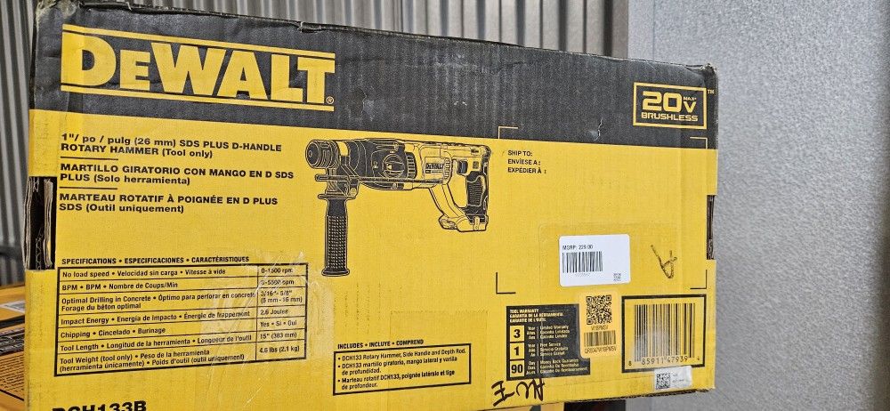 DEWALT 20V MAX 1 in. Brushless Cordless Rotary Hammer (tool only)