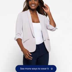 SKIES ARE BLUE Hannah Modal Scuba Blazer Medium Grey