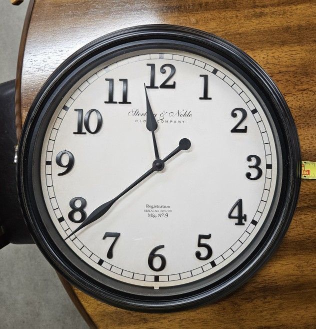 Beautiful 12" Sterling & Noble No. 9 Quartz Wall Clock