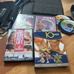 Workout DVDs And Sliders Jump Rope And Ankle Straps 