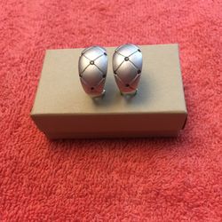 Elegant Sterling Silver Earrings With Black Diamonds