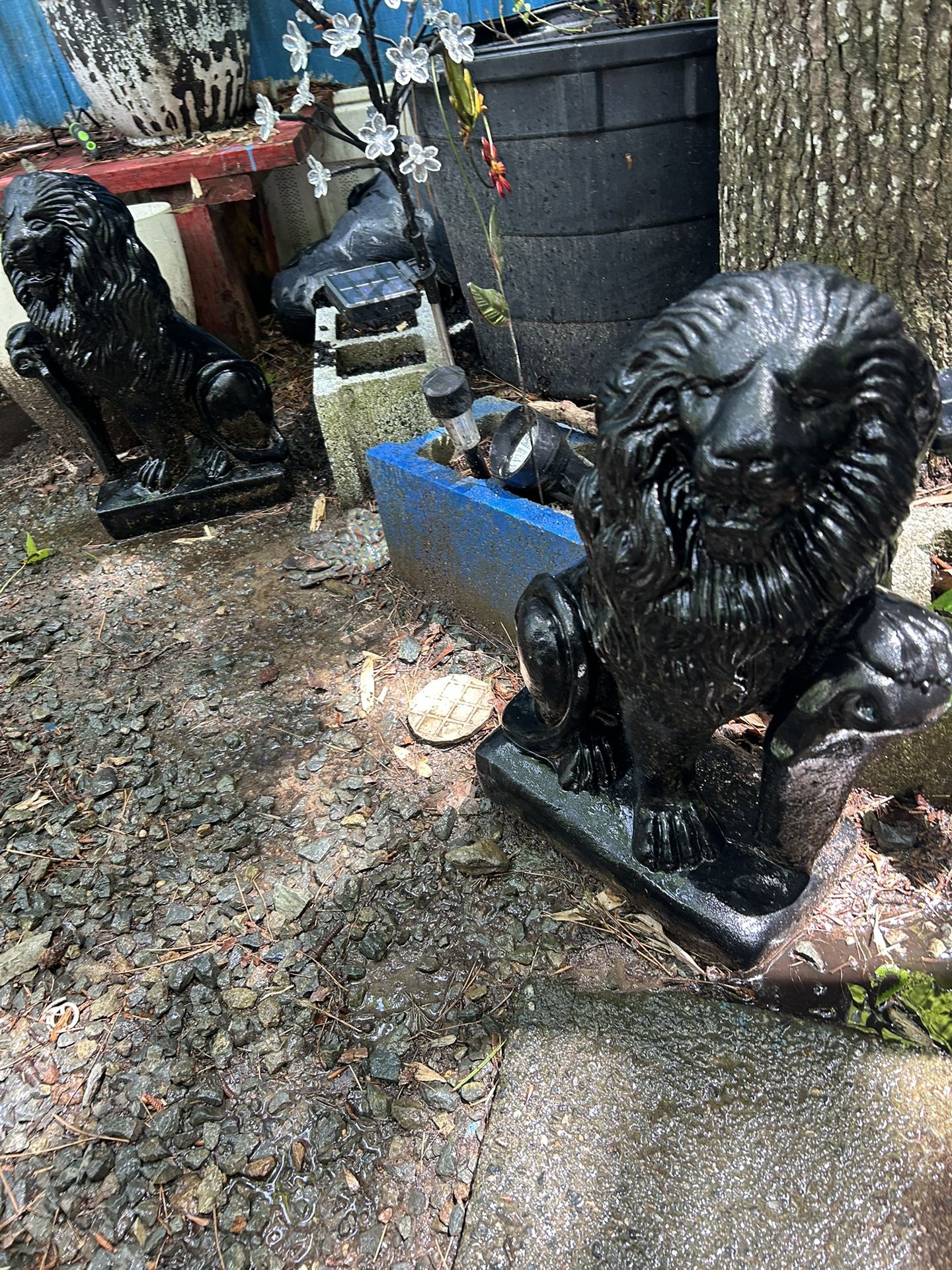 Two Black Loins Concrete decorations