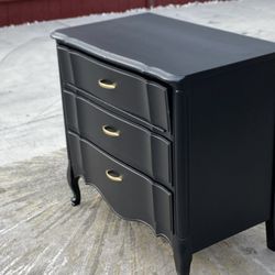 MCM Black wood 3 Drawer Dresser chest desk