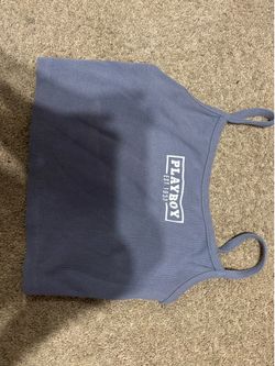 Playboy blue crop top- spagehetti strap- small