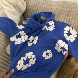 Denim Tears The Cotton Wreath Blue Hoodie Size Small  100% Authentic Worn 2x