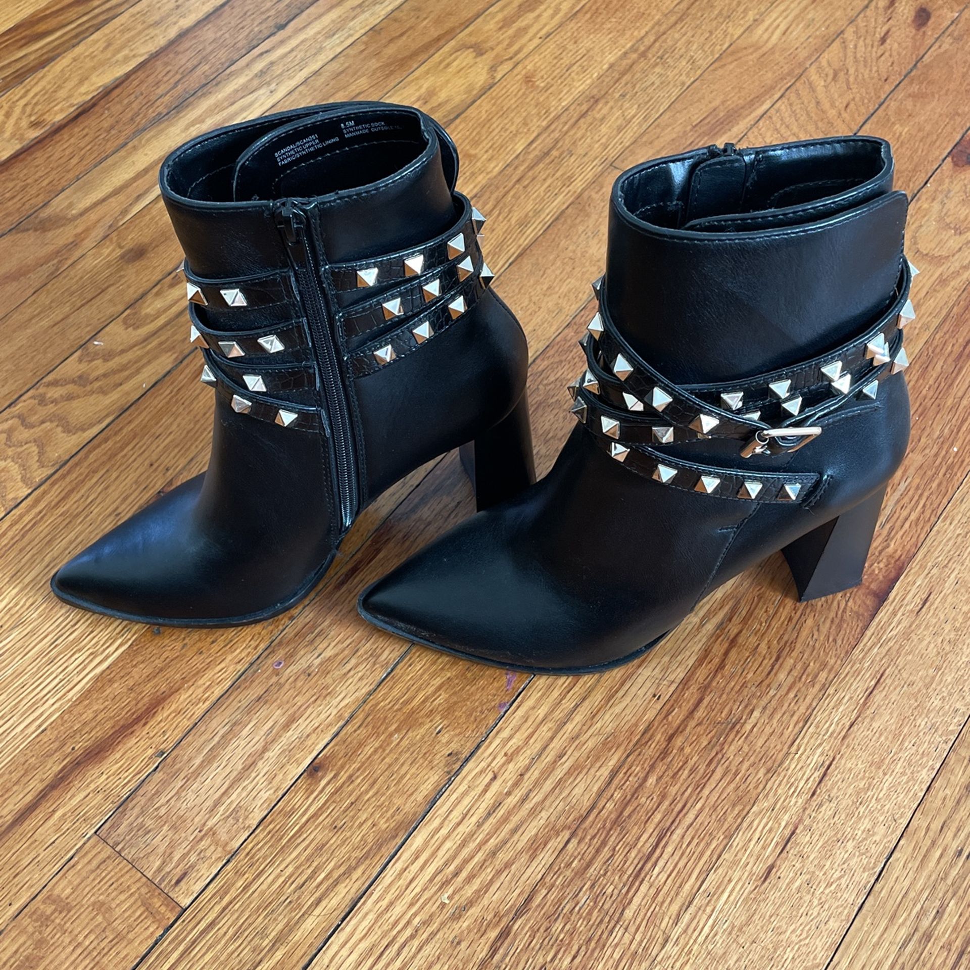 Black Boots With Gold Colored Studs