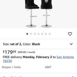 ABET Bar Stools Set of 3, Counter Height Stools with Footrest, Velvet Adjustable Swivel Chair