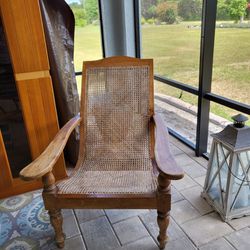 Wood And Cane Plantation Chair
