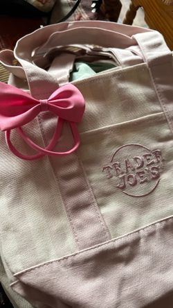 TRADER JOE'S MINI PASTEL STRIPED CANVAS TOTE BAG