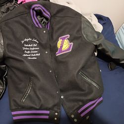 XL Lakers wool And Leather Letterman Jacket 