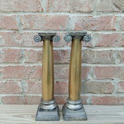 Vintage Ionic Column Brass/Metal Candlestick Holders 