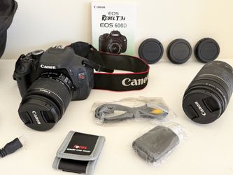 📸 Canon EOS Rebel T3i / EOS 600D  Bundle 18-55mm & 75-300mm Lenses DSLR Bag Kit